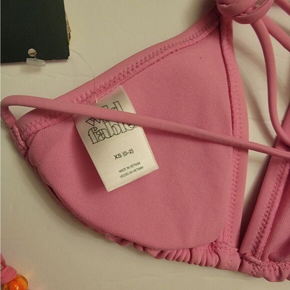 🆕️👙Wild Fable Thin Strap Medium Coverage Triangle Bikini Top, Sz Small - Pink - Picture 5 of 6